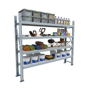 Regał magazynowy/garażowy 4 poziomy z wypełnieniem 2250x2700x500mm max.1000kg na półkę